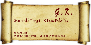Germányi Kleofás névjegykártya